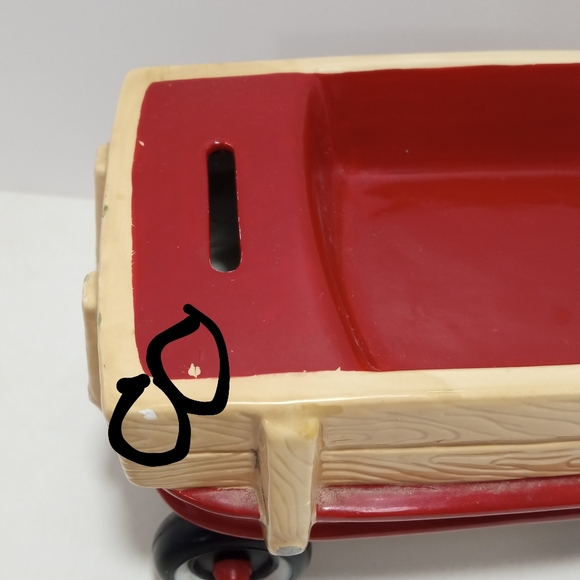 Radio Flyer Red Wagon Coin Bank #791172 Vintage Enesco 2000 Nursery Decor - Picture 7 of 10